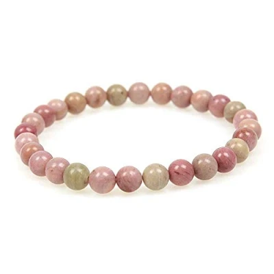 Imagen de MJDCB Pulsera Rodocrosita Natural de 6 mm, Cuentas Piedra Amuleto La Suerte y Protección