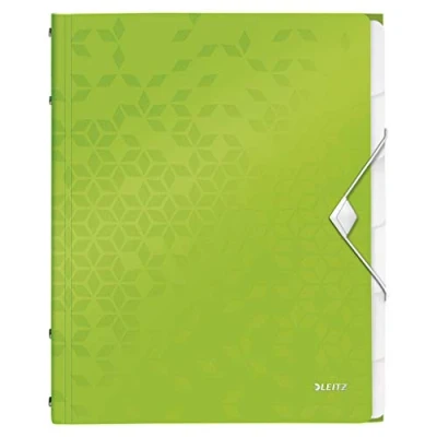 Imagen de Leitz Clasificador A4, Capacidad para 200 Hojas, 6 Separadores con Pestañas, Cierre Elástico, Verde, Gama WOW, 46330154
