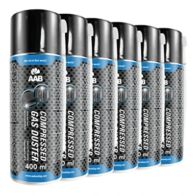 Imagen de 6 x AAB PC Spray Limpiador 400ml para Limpiar Teclados, Ordenadores, Copiadoras, Cámaras, Impresoras y Otros Equipos Eléctricos, Duster, Eliminación de Polvo, Aire Comprimido, Botella, Soplador