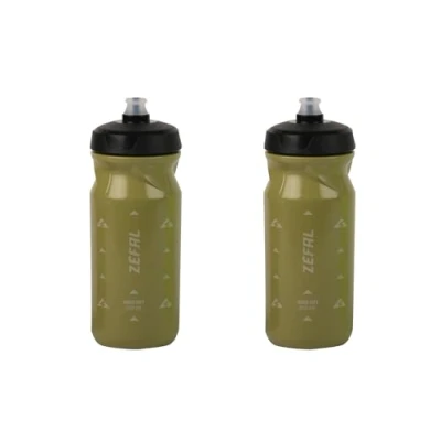 Imagen de ZEFAL Pack Sense Soft 65 Lote de 2 bidones para bicicleta y MTB, botella deportiva flexible e inodora, agua sin BPA Tetina silicona Verde Oliva, x 650ml