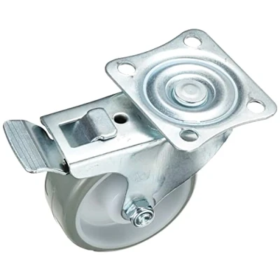 Imagen de Metafranc 802930 rueda giratoria de 75 mm diámetro, con bloqueo, placa 70 x 59 mm, poliuretano, superficie rodadura suave, rodamiento rodillos, capacidad carga kg,