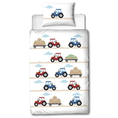 Imagen de MTOnlinehandel TRAUMHELDEN Traktor Juego de Ropa Cama para bebé (Franela, 1 Funda Almohada 40 x 60 cm y nórdica 100 135 cm), diseño Tractor vehículos