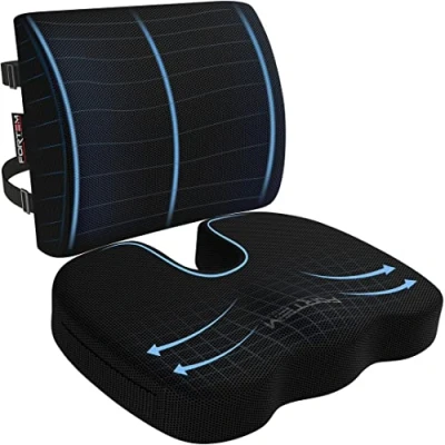 Imagen de FORTEM Cojin Silla Oficina, Cojín Lumbar Respaldo para Silla, Ergonomico de Espuma Viscoelástica, Antideslizante Sentarse y Gaming, Asiento Coche