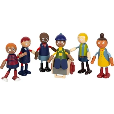 Imagen de Small Foot Familia muñecos Flexibles con Silla de Ruedas, 6 muñ. Madera, Varias Edades, género y Color Piel, 12396 Toys, Multicolor