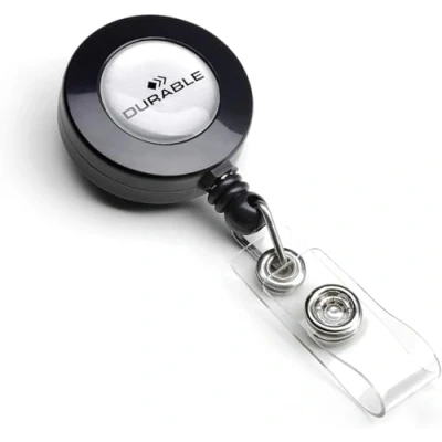 Imagen de Durable 815258 Cordón extensible con cierre de botón para identificadores y portanombres (con mecanismo enrollado, longitud: 80 cm) 10 piezas, antracita