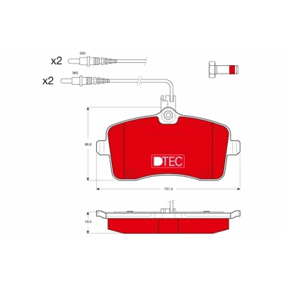 Imagen de TRW DTEC COTEC GDB1594DTE Juego de pastillas freno con contacto avisador desgaste tornillos pinza accesorios PEUGEOT: 407 Berlina