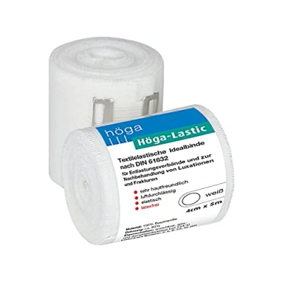 Imagen de Höga Lastic Ideal Venda de tejido elástico según DIN 61632, muy agradable para la piel, transpirable, Blanco, 4 cm x 5 m