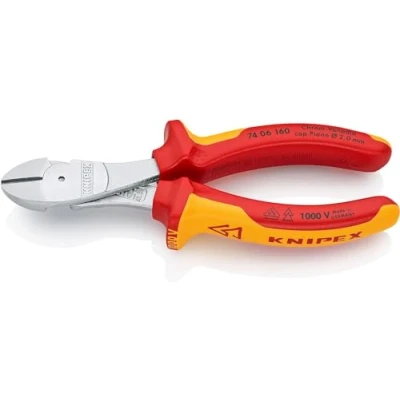Imagen de Knipex Alicates de corte diagonal fuerza cromado, aislados con fundas multicomponentes, según norma VDE 160 mm 74 06