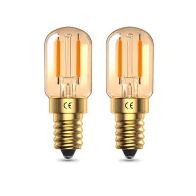 Imagen de GlowUp Bombillas LED E14 Ámbar Retro, 1W LED, Blancas Suaves y Cálidas 2200K, SES de Tornillo Pequeño, Vidrio Tubulares, 10W 15W Equivalentes, 2 Ppaquetes