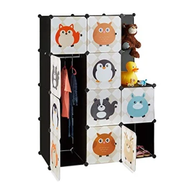 Imagen de Relaxdays Estantería Infantil Modular con 10 Compartimentos, Negro, 145 x 110.5 46.5 cm, Hierro