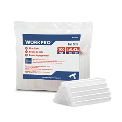 Imagen de WORKPRO, Juego de 100 barras pegamento en caliente, x 11 mm, transparentes universales para pistola termofusible, ideal bricolaje, artesanías, ocio
