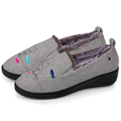 Imagen de Isotoner Zapatillas deportivas para mujer, ultra cómodas y ligeras, fáciles de poner, tacón 4,5 cm, gris multicolor, 39 EU