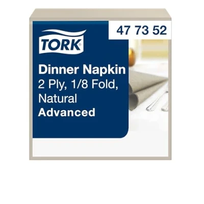 Imagen de Tork Natural Servilleta, 1/8 pliegue 2 capas, 39 cm x cm, 150 servilletas, 477352