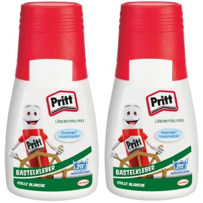 Imagen de Henkel Pritt pegamento para manualidades 2 x 50 g, multiusos de secado transparente el hogar, la escuela o oficina, blanco niños