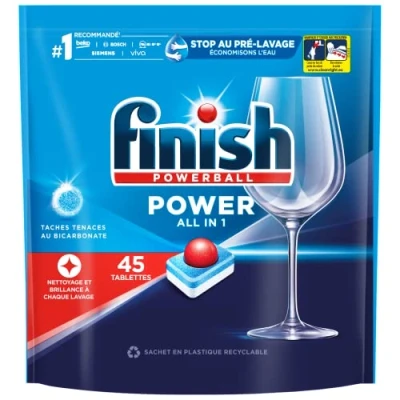 Imagen de Finish Pastilles Lave Vaisselle All in One Max Taches Tenaces au Bicarbonate 45 Tablettes