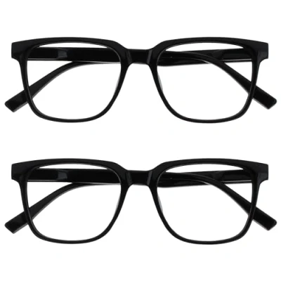 Imagen de OPULIZE LEO Gafas de Lectura Pack 2 Montura Rectangular Grande Negro Hombre Mujer Bisagras Muelle RR55 1 +1.50