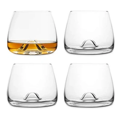 Imagen de Final Touch 4 vasos de whisky cristal fabricados con DuraSHIELD Titanium reforzado para una mayor durabilidad, 9 cm, 300 ml, paquete unidades