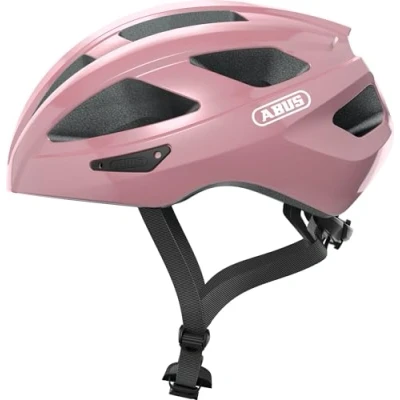 Imagen de ABUS casco de ciclismo carretera Macator deportivo para principiantes también usuarios con coleta hombres y mujeres rosa brillante, talla M