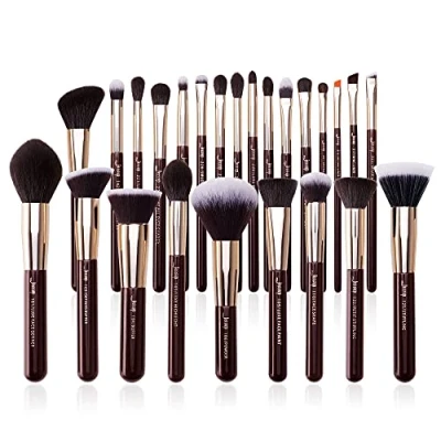 Imagen de Jessup Juego de pinceles maquillaje profesional, 25 piezas, premium, base en polvo natural, sombra ojos, corrector, rubor, resaltado, etiquetado, T280 Zinfandel