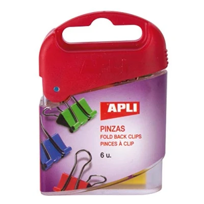 Imagen de APLI 12675 Pinza pala abatible colores surtidos 19 mm 6 u.