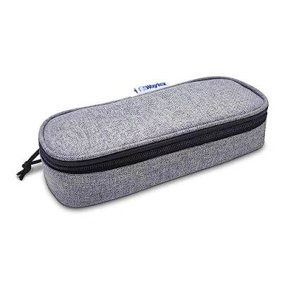 Imagen de Waytex 931161 Estuche Ovalado con Cremallera semirrígido, para Oficina, Almacenamiento, cosméticos, 23 x 9 6 cm, Color Gris, Talla única, de lápices Forma Ovalada semirrígida