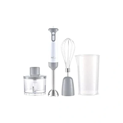 Imagen de Melchioni Family MIXXXO TRIO, batidora de mano, base acero extraíble, 2 velocidades, cuchillas acero, picadora 500 ml, batidor, vaso medidor, 400 W