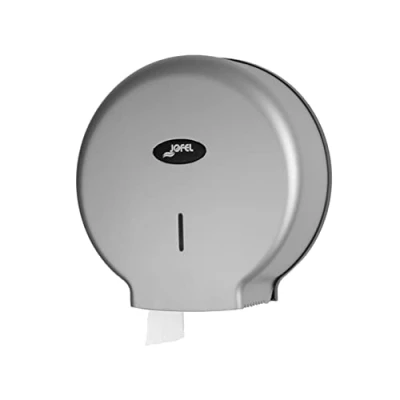 Imagen de Jofel Portarrollos de Papel Higiénico Industrial Grande, Dispensador en Rollos 400m, 260mm Diámetro, Mandril 45 55mm, Ideal Baños Públicos, Carcasa ABS Valor AE77300 Plata