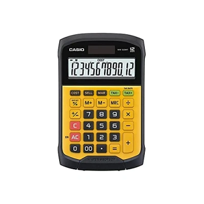 Imagen de Casio WM 320MT Calculadora básica (12 dígitos, resistente a polvo), color amarillo y negro