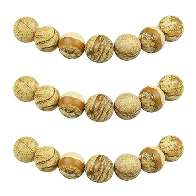 Imagen de MJDCB 10mm 35 piezas Cuentas de Piedra Jasper Imagen Redondas Sueltas Piedras Semipreciosas Naturales para Hacer Joyas Pulseras Collares
