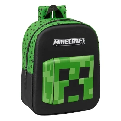 Imagen de MINECRAFT 3D Mochila de Guardería 3D, Adaptable a Carro, Fácil Limpieza, Ideal para Niños Diferentes Edades, Cómoda y Versátil, Calidad Resistencia, 22x10x27 cm