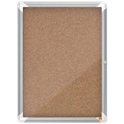 Imagen de Nobo Vitrina de Corcho para Interiores con Cerradura 4 Hojas A4, Premium Plus, Marrón, 1902561