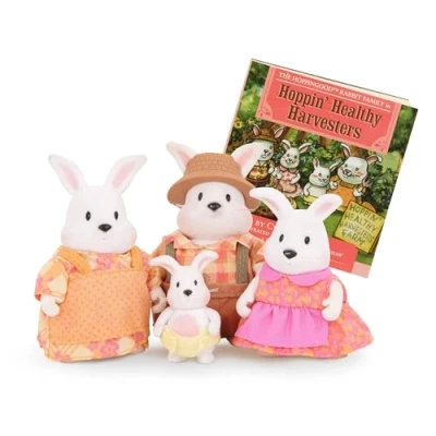 Imagen de Li&#039;l Woodzeez Hoppingoods Familia de Conejos Set 4 Figuras coleccionables conejitos con Libro Cuentos muñecas Juguete Regalo para niños Mayores 3 años