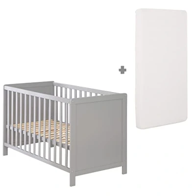 Imagen de roba Cuna Colecho 60 x 120 cm Colchón incluido Altura ajustable Convertible Madera gris