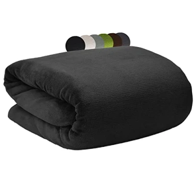Imagen de Beautissu Aurelia Manta de Sofa 220x240 cm Suave para el o Cama Microfibra como Colcha Cubrecama Negra Todas Las Temporadas
