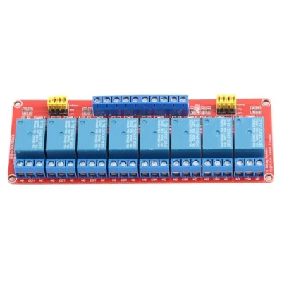 Imagen de relé electrónico, placa de módulo optoacoplador 24 V y 8 canales, disparo alto bajo, para control industrial equipos automatización