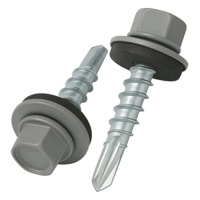 Imagen de 8 mm x 35 Tornillos para techos, cabeza hexagonal, autoperforantes, color (RAL 7045 Gris tele 1) con arandela de sellado, Tornillo endurecido chapado en zinc a prueba óxido (50 pcs)