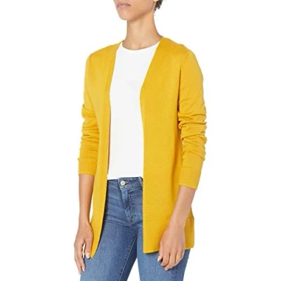 Imagen de Amazon Essentials Jersey Cárdigan Ligero de Abertura Fronta (Disponible en Tallas Grandes) Mujer, Dorado, XL