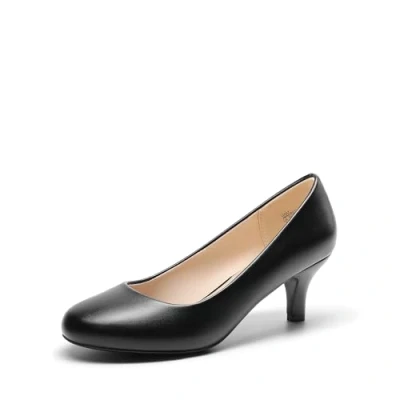Imagen de DREAM PAIRS Zapatos de Tacón Bajo Clásicos Mujer Zapatillas con Fina Salón PU,Size 39,Negro/PU,LUVLY