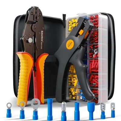Imagen de Juego de Alicates para engastar BAURIX® con 700 terminales cable y pelacables I manguitos 0,50 6,00 mm²
