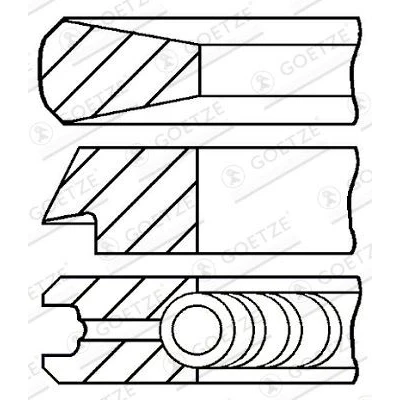 Imagen de Goetze ENGINE 08 433607 00 Juego de Segmentos Pistón 75,5 0,5 Diamond Coated LKZ Ring PEUGEOT: 308 I Hatchback, 207 Hatchback