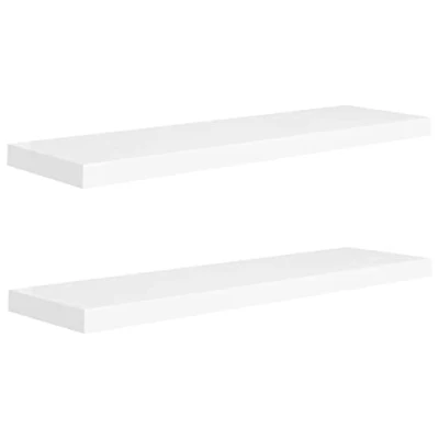 Imagen de vidaXL 2X Estantes Flotantes Pared Repisa Colgante Estantería Tablero CD Libros Decoración Coleccionables Fotos Premios Blanco MDF 90x23,5x3,8cm