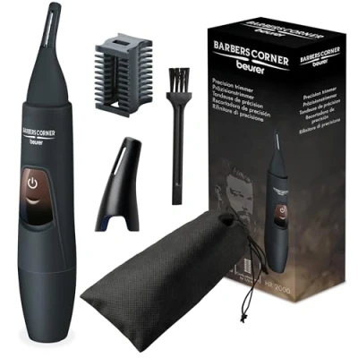 Imagen de Beurer Recortadora de precisión Barbers Corner HR2000 Da forma y recorta el vello las cejas, la nariz orejas Diseño perfectamente angulado Incluye peine con 2 longitudes corte (3 mm 6 mm), 58000