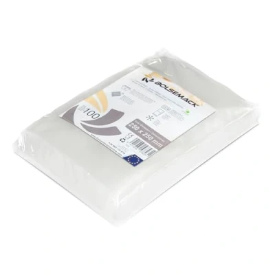 Imagen de Bolsa gofrada envasado al vacio 250x250 mm. (25x25 cm.) 100 Unidades. Compatible con todo tipo de envasadoras domésticas Sin BPA ni ftalatos Bolsas vacío para envasar alimentos