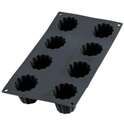 Imagen de Lékué Molde repostería Cannelé Bordelais, silicona platino Negro, 8 cavidades