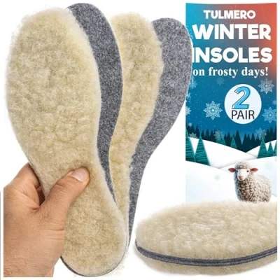 Imagen de 2 pares de plantillas cálidas para pies calientes y gorditos, suelas lana gruesas fieltro lana, térmicas zapatos, fieltro, invierno, mujer,
