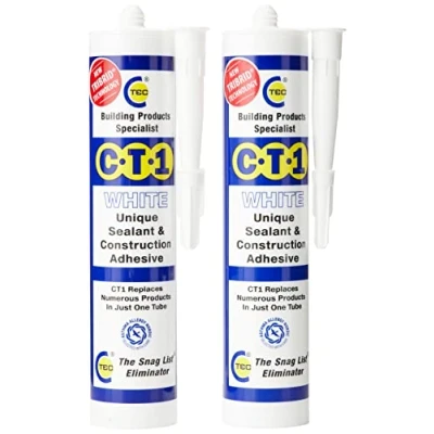 Imagen de Masilla sellante estándar multiusos CT1, bote de 290 ml, silicona adhesiva extra fuerte, color blanco (2 unidades)
