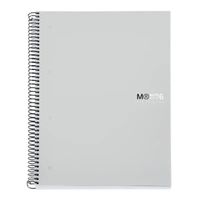 Imagen de Miquelrius Cuaderno A4 Notebook The Original, 6 franjas de colores, Cubierta polipropileno opaco, Tamaño 210 x 297 mm, 4 Taladros, 150 Hojas 70 g/m², Rayado Horizontal 7 Color Gris