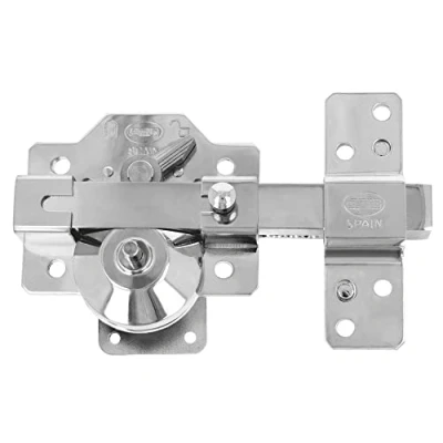 Imagen de Amig Cerrojo de Sobreponer Acero para Puertas con Pestillo Apertura y Palanca Bloqueo 90 x 154 mm, Cilindro 50 mm Color Plateado Alta Seguridad Antibumping · Antiganzúa Antitaladro