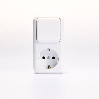 Imagen de Combinación de tomas corriente para conmutador superficie galas Toma contacto protección AP 250V/16A, interruptor 250V/10A interior, blanco