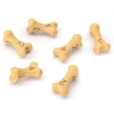 Imagen de Set de Dados rol D4 Seis 4 Caras DND Temáticos Calavera y Huesos para Dungeons and Dragons/Dragones Mazmorras, Warhammer, D&amp;D, Pathfinder, MTG (Amarillo)